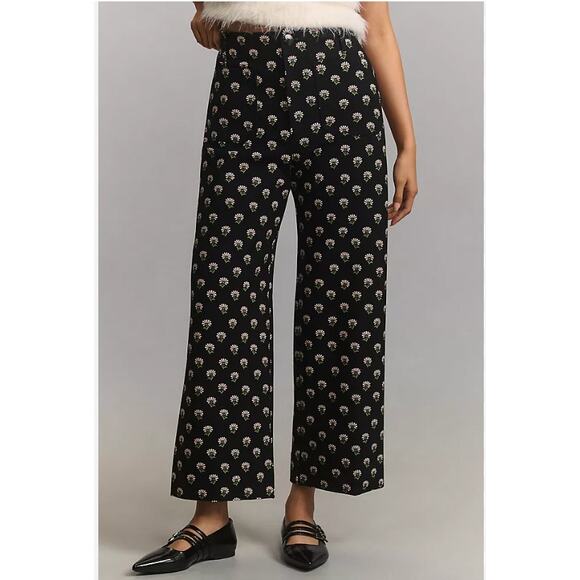 Anthropologie The Colette Ponte Crop Wide-Leg Pants by Maeve Floral 25 - Picture 1 of 6